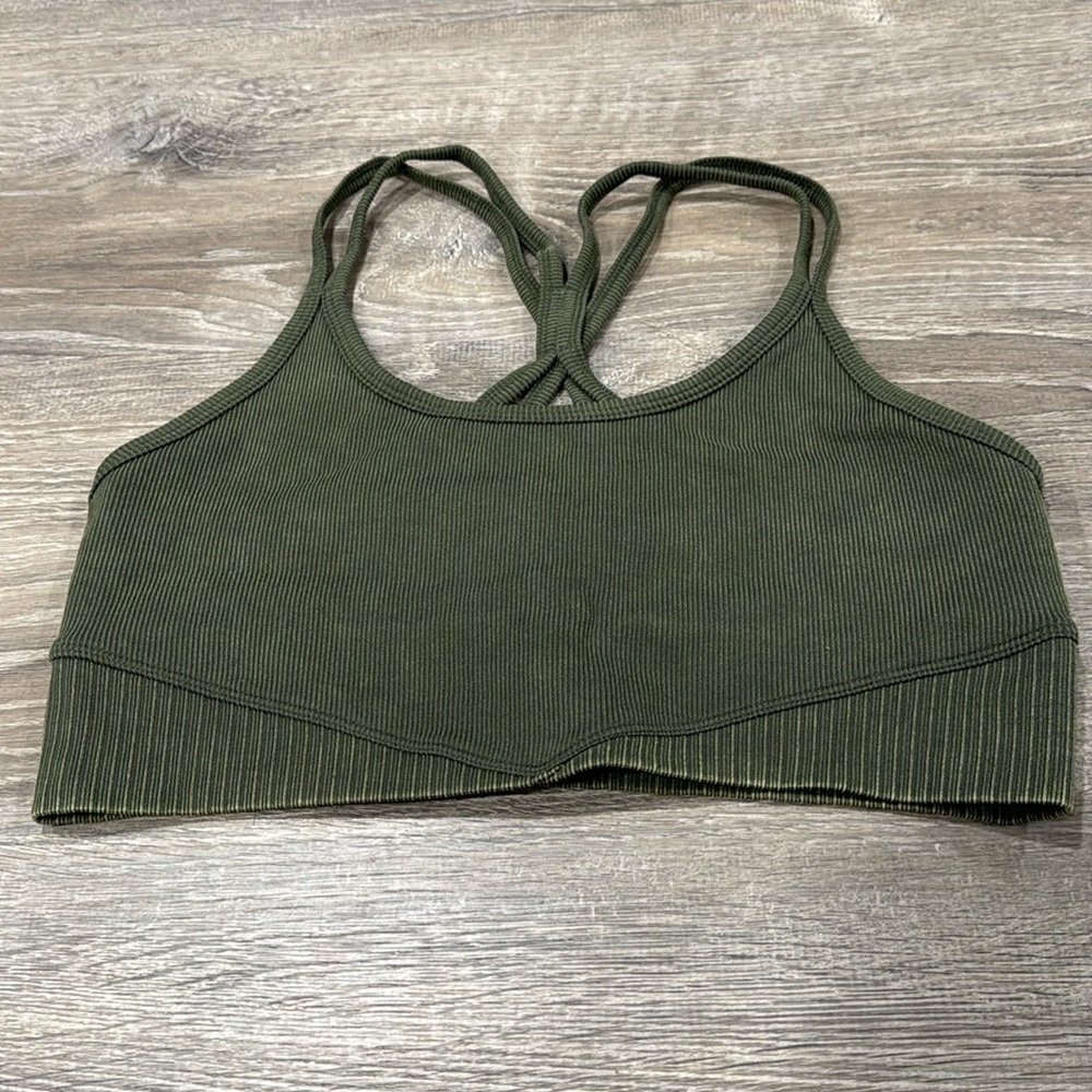 JoyLab Olive Green Ribbed Sports Bra